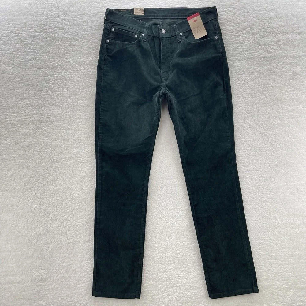 Levis 511 Pants Mens 36x34 Green Corduroy Pinwale Slim Fit Preppy Normcore New